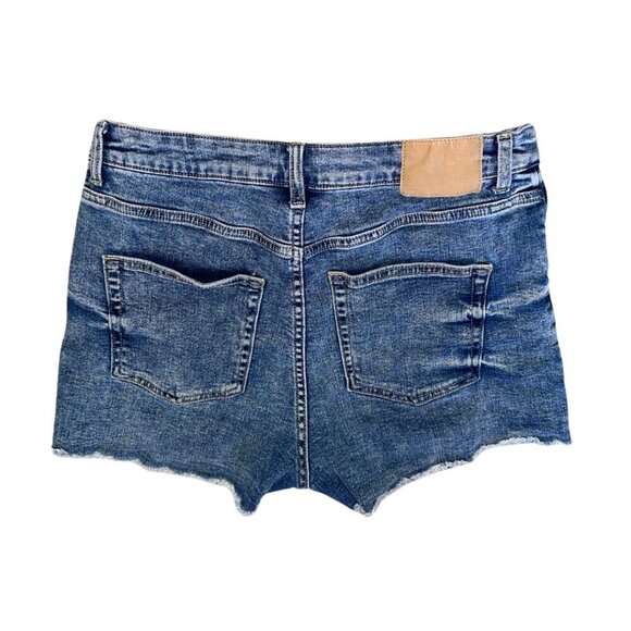 H&M Medium Blue Cut Off Denim Jean Shorts Size 10 Women Mid Rise - Picture 2 of 11
